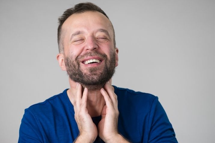 man having pain relief after consuming cbd