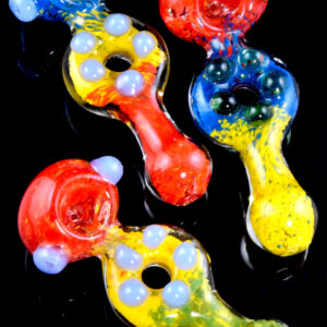Thick Rasta Frit Donut Hole Glass