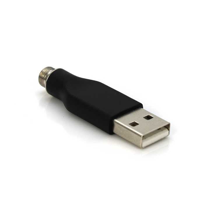 A USB adapter with a metal screw connector on one end and a standard USB plug on the other